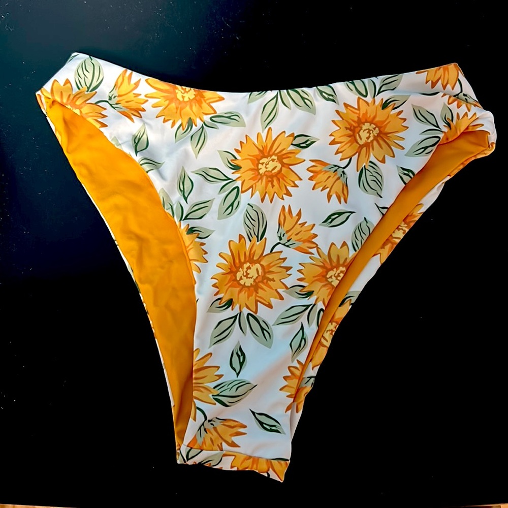 floral orange/gold bikini bottom